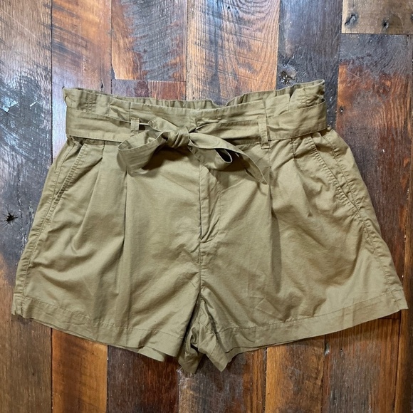 Madewell Paperbag Waist Shorts Bundle Red & Olive Size 10 Tie Belt - Picture 4 of 15